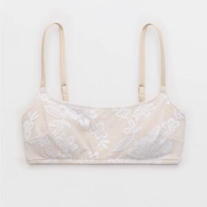 NWT Aerie The Dipper Lace Bikini Scoop Top - White/Cream Large